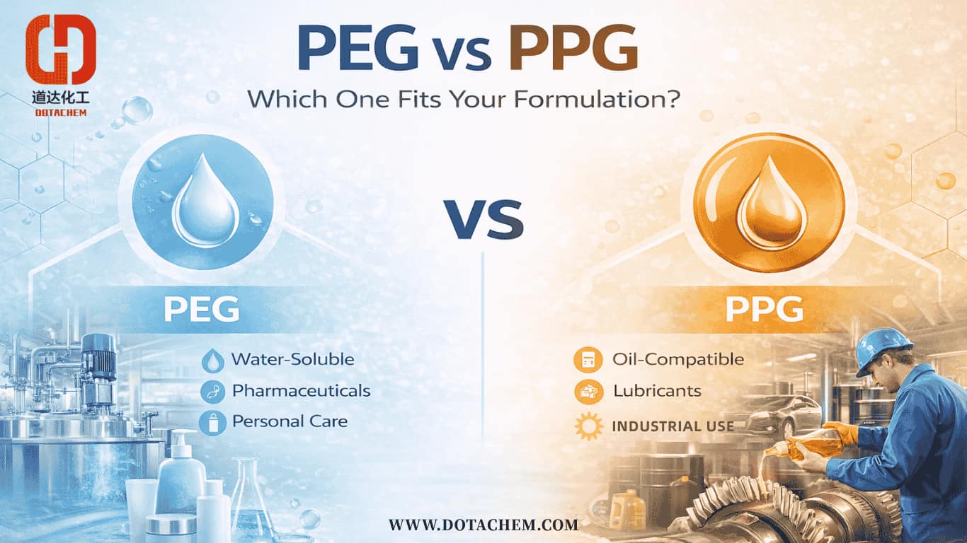 IPolyethylene Glycol (PEG) vs Polypropylene Glycol (PPG): Yeyiphi eLungileyo ekuyilweni kwakho?